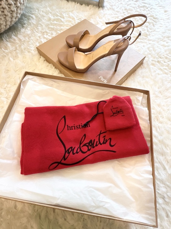 Christian Louboutin Shoes - Christian Louboutin Nude Slingback Heels Sandals 100